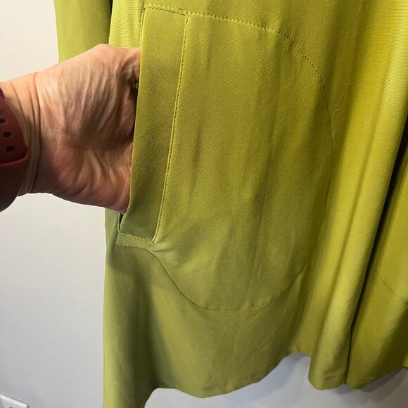 Sun Kim Tunic Chartreuse Green V Neck Pocket Knit Lagenlook Comfy Casual S - Picture 2 of 5